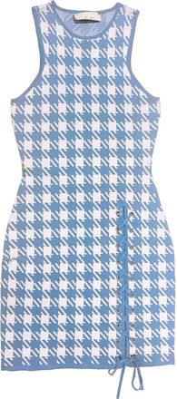 Fleur du Mal houndstooth-intarsia knitted mini dress - women - Viscose/Nylon - M - Blue