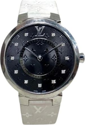 Louis Vuitton Pre-owned Watches, female, Black, Size: ONE SIZE Pre-owned Tambour Slim Stainless Steel Watch