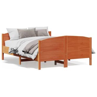 Berkfield Home Bed Frame without Mattress Wax Brown 120x200 cm Solid Wood Pine | Size: Small Double