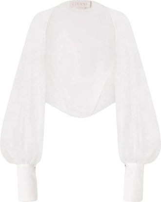Genny Witte Organza Schouderbedekking - Dames - Zomerjassen - Wit - XS - Organza - Jassen