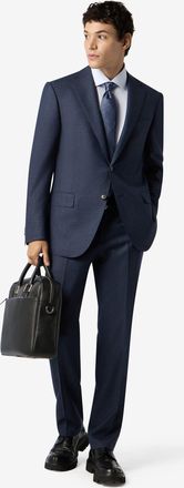 Corneliani Blue micropatterned wool flannel and cashmere suit