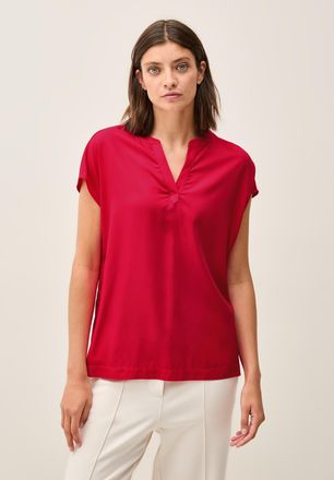 Cecil Kurzarmbluse CECIL, Damen, Gr. XS (36), rot (glazed apple rot), Web, Obermaterial: 100% Viskose, unifarben, regular fit taillenbedeckt, Rundhals, Blus