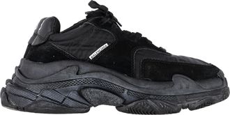 Balenciaga Pre-owned Womens Triple S Sneakers in Black Polyamide and Suede Nylon - Size EU 36