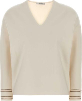 Max Mara Off White V Neck Top