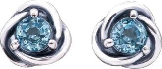 Pandora Eeuwigheid Cirkel Stud Oorbellen Maart Geboortesteen - Dames - Oorbellen - Blauw - ONE Size - Accessoires