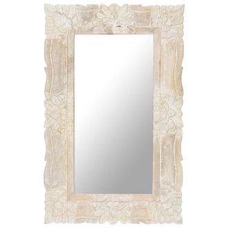 vidaXL Espejo De Madera Maciza De Mango Blanco 80x50 Cm Vidaxl