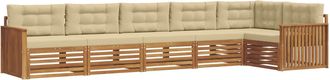 vidaXL Conjunto De Sof&aacute;s De Exterior 6 Uds. Natural Y Beige Vidaxl