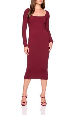 Susana Monaco Scoop Long Sleeve Midi Dress in Oxblood at Nordstrom Rack, Size X-Small