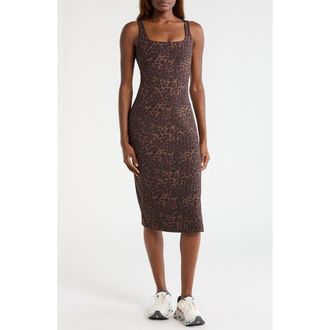 Lord & Taylor Leopard Print Midi Dress in Caribou Leopard at Nordstrom, Size X-Large