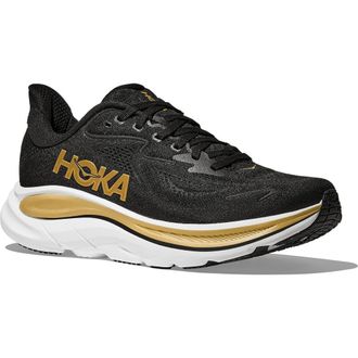 Hoka One One Clifton 10 Running Shoe in Black /Gold at Nordstrom, Size 5.5