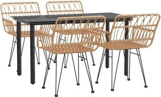 vidaXL 5 Piece Garden Dining Set Poly Rattan Vidaxl