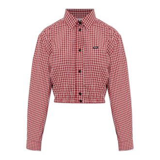 VETEMENTS Shirts, female, Red, Size: XS Short Check-patterned Shirt