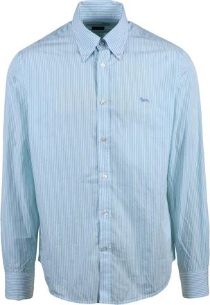 Harmont & Blaine White/Green Vertical Stripe Cotton Shirt