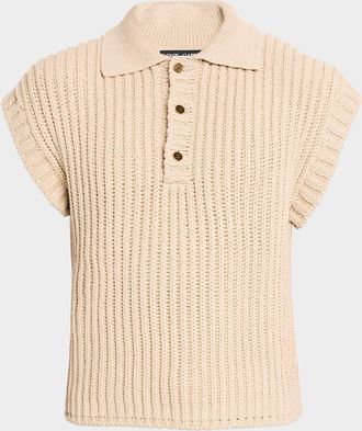 Dolce & Gabbana Men & apos;s Cotton Rib Half-Placket Sweater Vest
