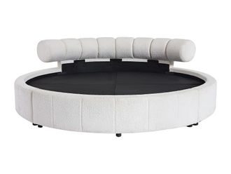 VENTE-UNIQUE.COM Cama redonda tela blanco