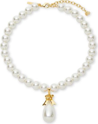 Lele Sadoughi Faux Pearl Box Droplet Necklace at Nordstrom