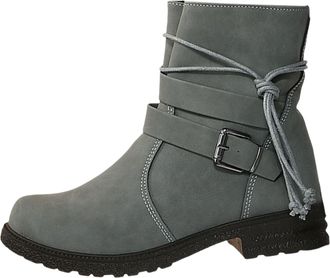 Generic Womens Flat Casual Retro Ankle Boots with Side Zipper Closure and Comfortable Round Toe Design for Everyday Wear (Army Green, 5.5)