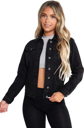 SS7 Womens Oversized Denim Jacket Black