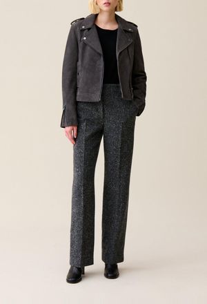 Claudie Pierlot Veste perfecto cuir su&egrave;de