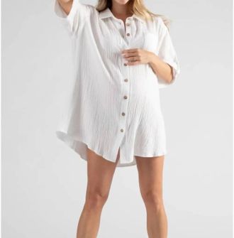 Cache Coeur Bertille Maternity And Nursing Beach Dress In White