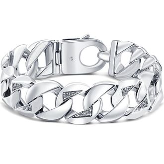 Pompeii3 Mens 14k Gold (147gram) or Platinum (276gram) 20mm Diamond Bracelet 9