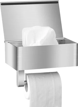 OEM Portarrollos De Papel Higi&eacute;nico Con Dispensador De Toallitas H&uacute;medas - Plateado - Acero Inoxidable