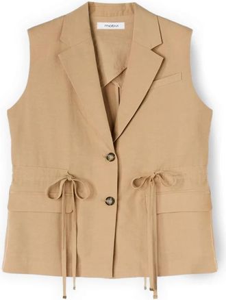 Motivi Suit Vests - Dames - Gillet - Beige - XS - Linnen - Kostuums