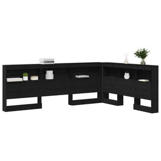 Berkfield Home Storage Headboard with Shelf Black oak 160 cm Engineered wood