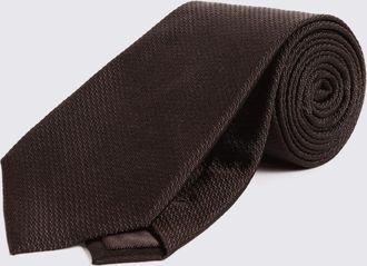 Moss Dark Brown Silk Semi Plain Tie