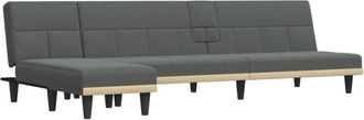vidaXL Sof&aacute; Cama En Forma De L Tela Gris Oscuro 255x140x70 Cm Vidaxl