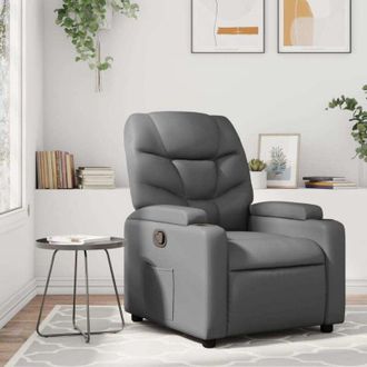vidaXL Sill&oacute;n Reclinable De Piel Sint&eacute;tica Gris Vidaxl