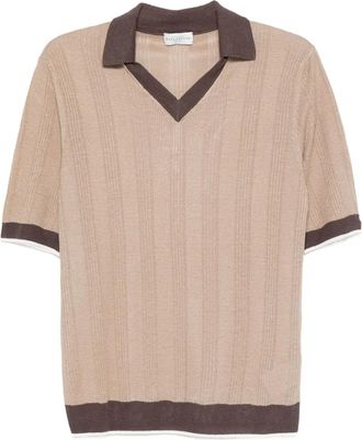 Ballantyne ribbed-knit polo-neck T-shirt - men - Linen/Flax - 50 - Neutrals