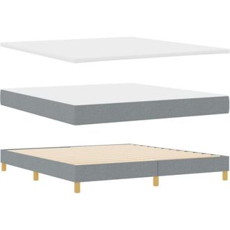 vidaXL vidaXL Box Spring Bed with Mattress in Light Grey, 180x200 cm Fabric