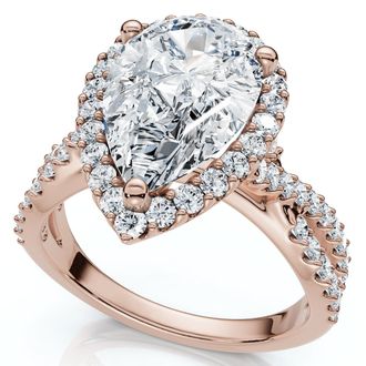 Pompeii3 Certified 3Ct Pear Shape Diamond Engagement Ring 14k Gold or Platinum Lab Grown