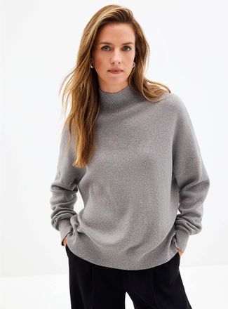 Contemporaine Womens Boxy fit high-neck pure cotton sweater
