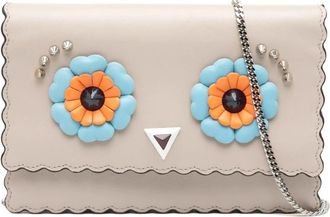 Fendi Pre-owned Cross Body Bags, female, Brown, Size: ONE SIZE Pre-owned Floral Appliqu&eacute; Leather Clutch