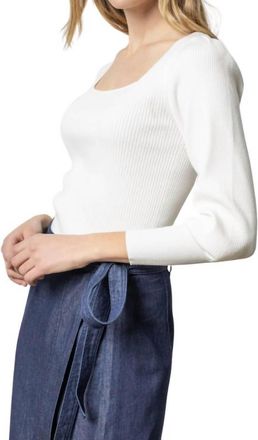 Lilla P Full Sleeve Square Neck Sweater In White