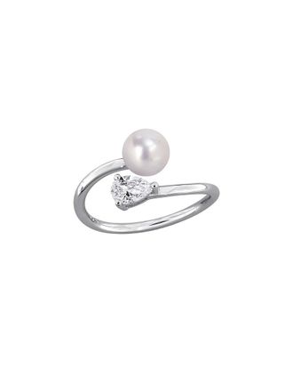 Rina Limor Silver 0.67 ct. tw. Lab-Grown Gemstone & 6-6.5mm Pearl Ring