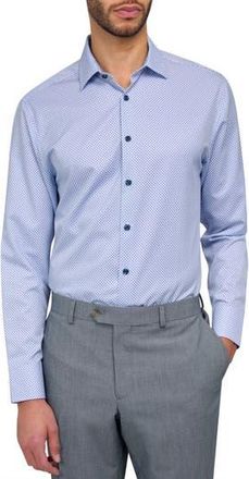 ConStruct Micro Geometric Print Stretch Button-Up Shirt in Blue/White at Nordstrom Rack, Size Xx-Large