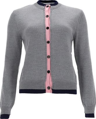 Msgm Merino Wool Double Trim Cardigan