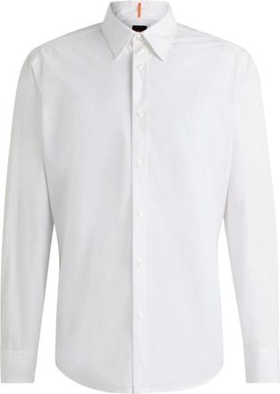 HUGO BOSS Wit Overhemd met Geborduurd Logo - Heren - Zakelijke Overhemden - Wit - 2XL - Katoen - Overhemden