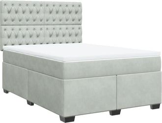 vidaXL Vidaxl - Cama Box Spring Con Colch&oacute;n Terciopelo Gris Claro 160x200 Cm