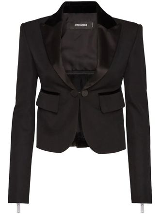Dsquared2 single-breasted blazer - women - Cotton/Polyester/Virgin Wool/Silk/Polyester/Acetate/Polyamide - 42 - Black