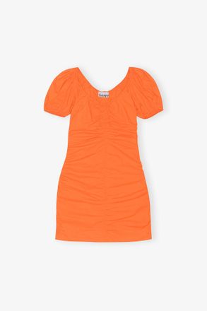 Ganni Orange Cotton Poplin Mini Dress - Size 0 Organic