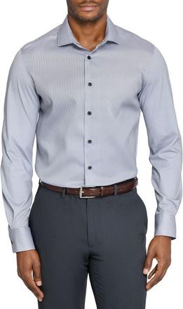 W.R.K Slim Fit Stripe Duo Reworked Cotton Dress Shirt in Black/White at Nordstrom, Size 16.5 - R