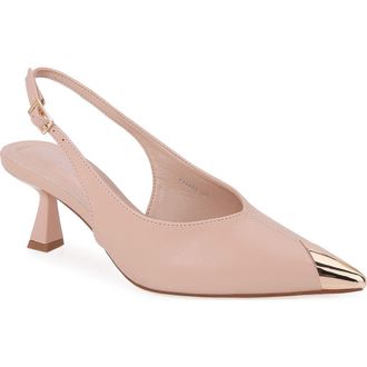 Berness Vianna Cap Toe Slingback Pump in Beige at Nordstrom Rack, Size 6.5
