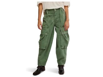 Free People Brentwood Slouch Pants Womens Dress Pants Aged Green : 10 30, Cotton