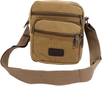 Vosarea Multifunctional Casual Canvas Crossbody Bag for Men Small Capacity Portable Shoulder Handbag with Adjustable Strap Secure Zipper Design Practical Fron