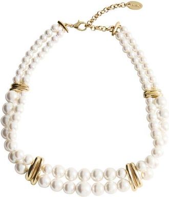 Mango Faux Pearl Choker Necklace in White at Nordstrom