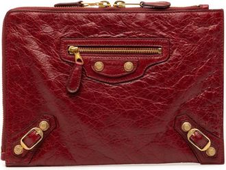 Balenciaga Pre-owned Balenciaga Lambskin Motocross Giant 12 Zip Around Flat Clutch Ladies WAIIW2J2CDU0E4ML